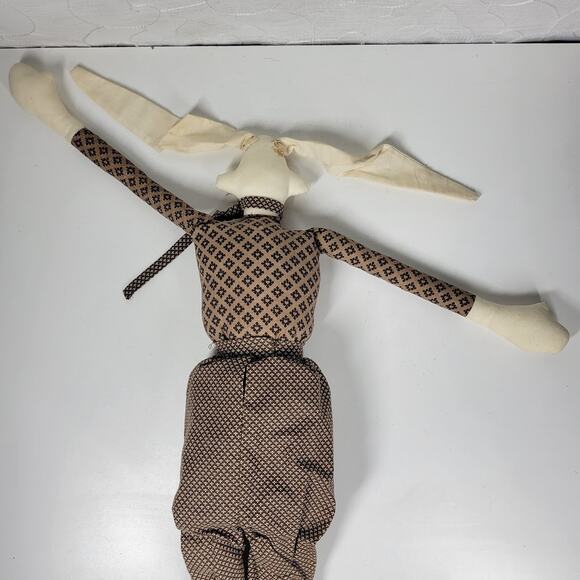 VTG Mr &‎ Mrs Rabbit Dolls 29" Handmade Brown Primitive Folk Plush Easter Decor - Picture 7 of 16